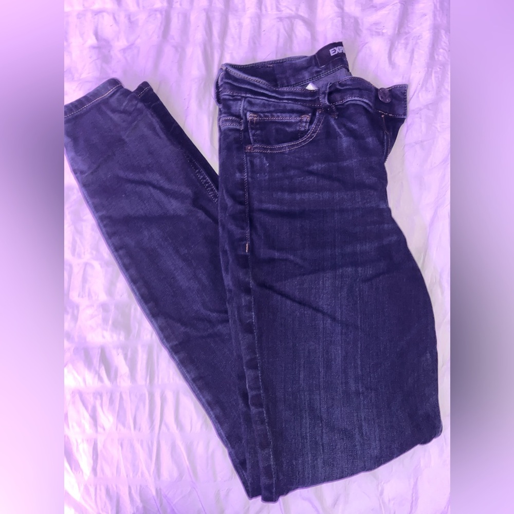 stretchy legging high rise dark blue jeans